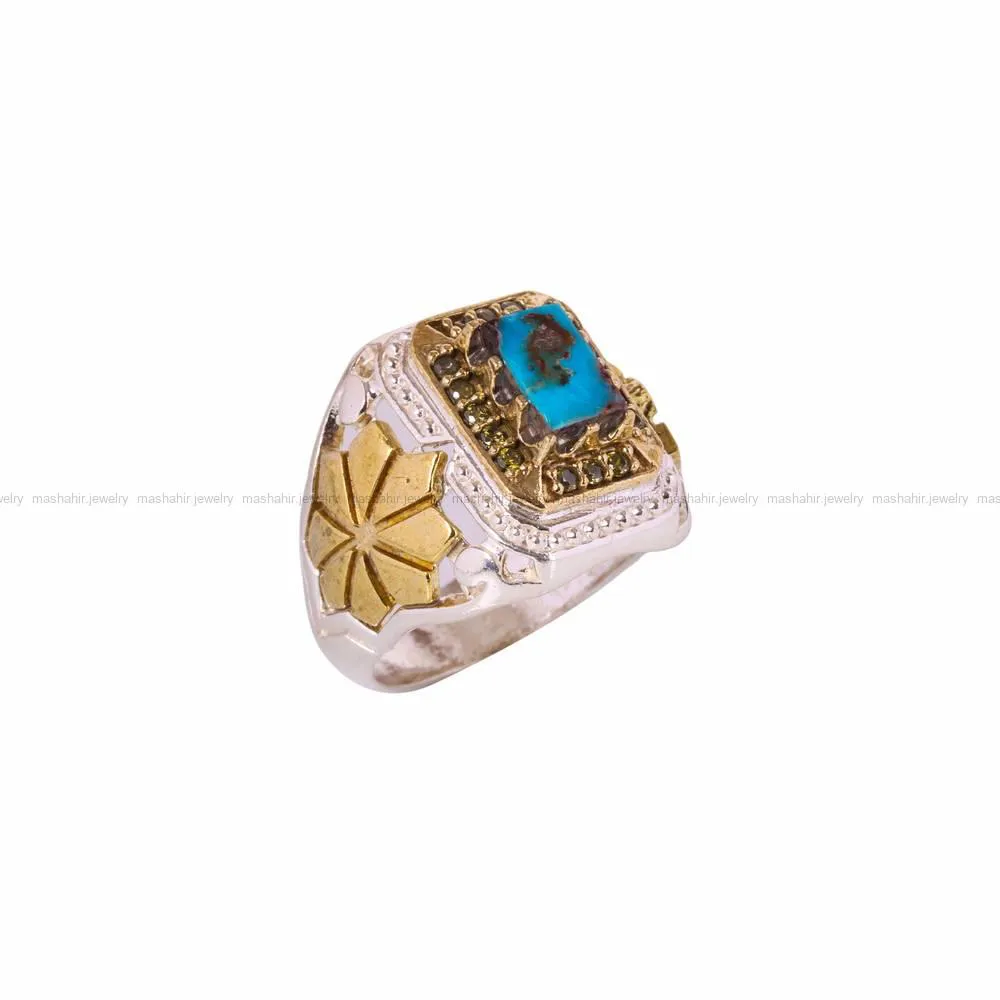انگشتر فیروزه شجری مردانه کد 4536
