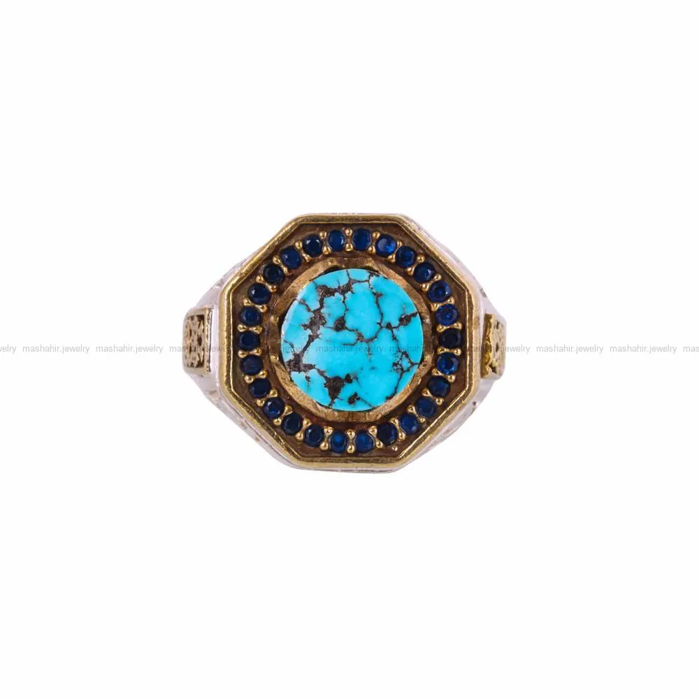 انگشتر فیروزه شجری مردانه کد 4546