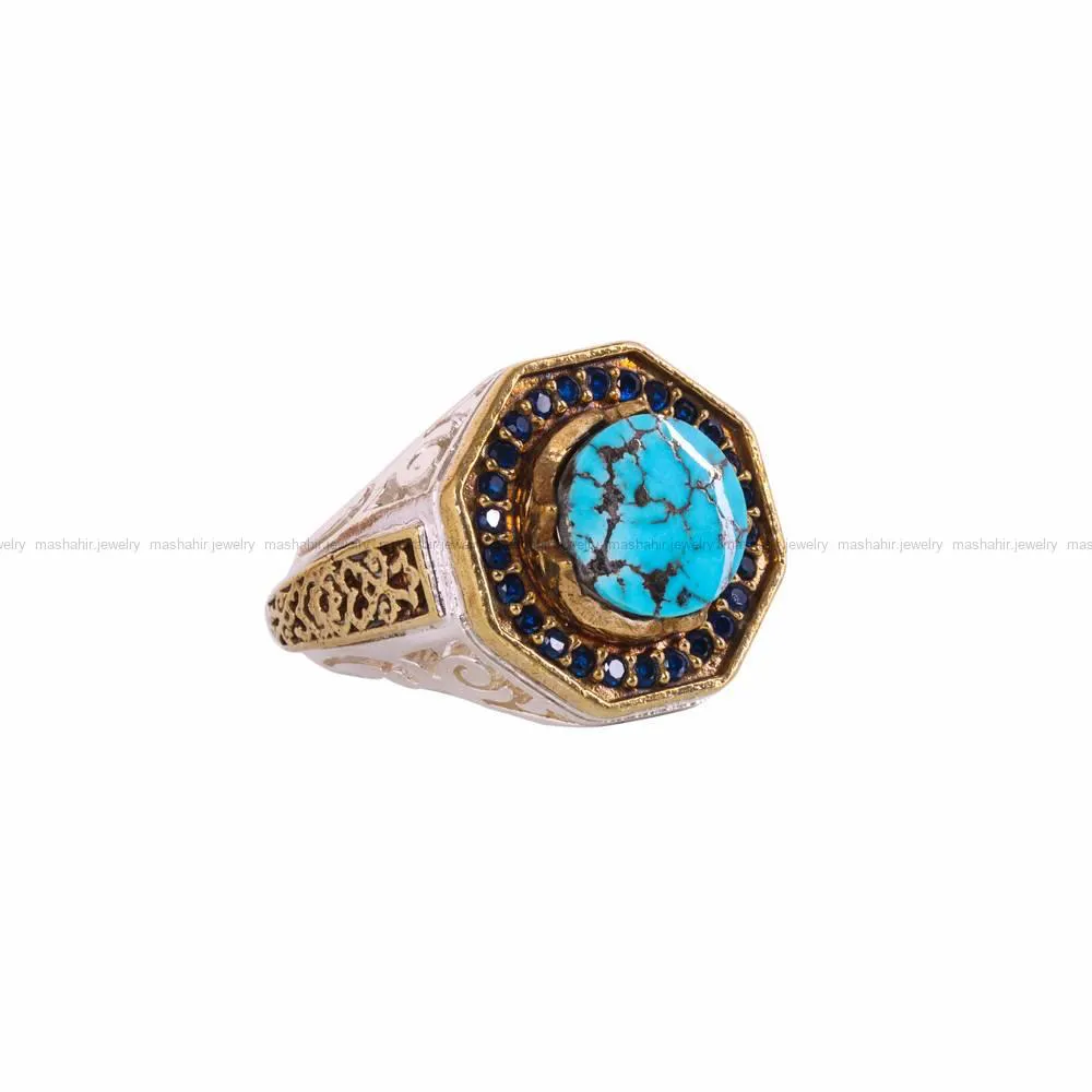 انگشتر فیروزه شجری مردانه کد 4546