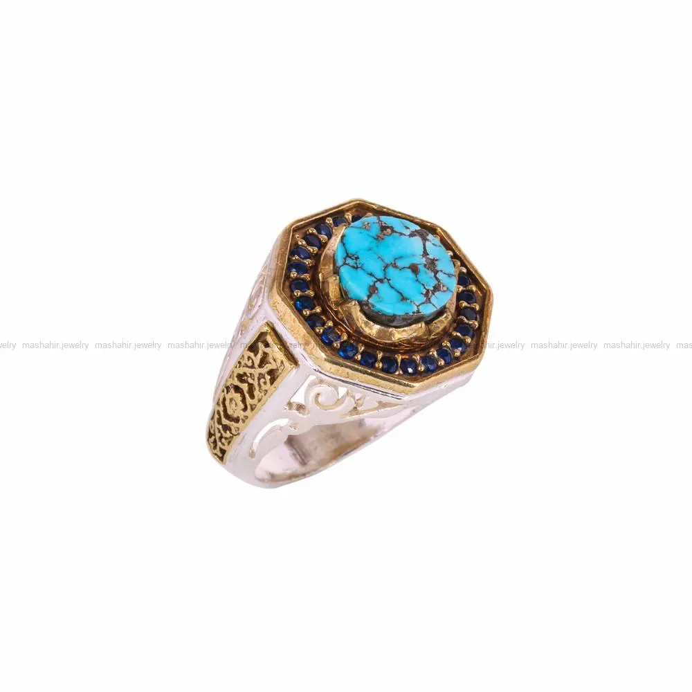 انگشتر فیروزه شجری مردانه کد 4546