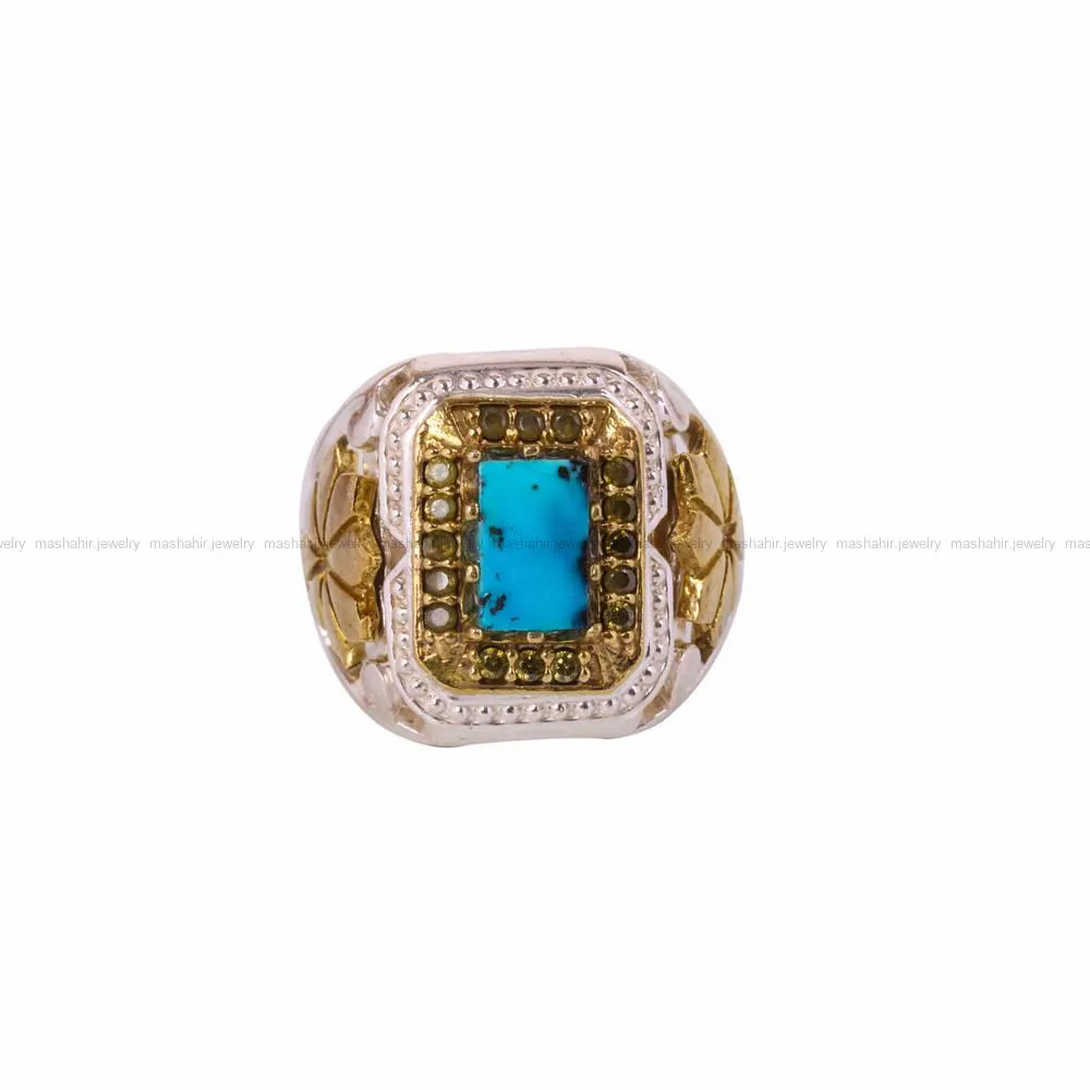 انگشتر فیروزه شجری مردانه کد 4559