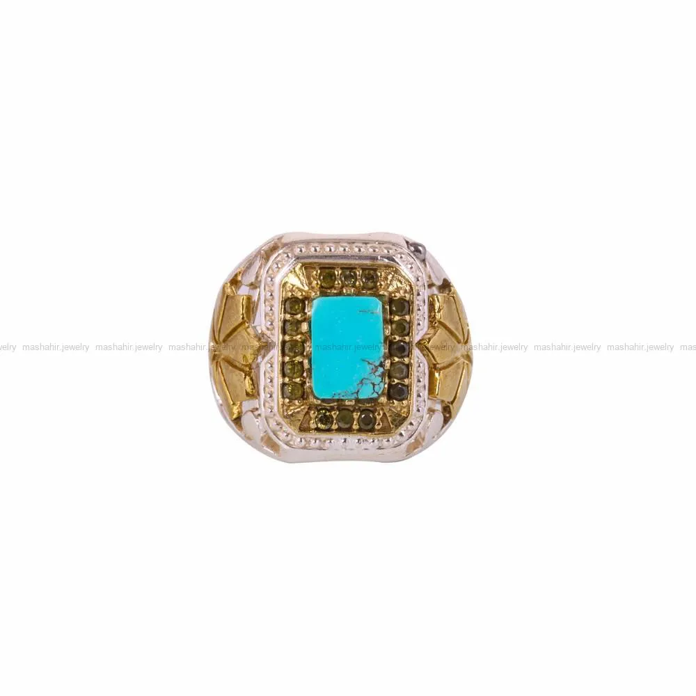 انگشتر فیروزه شجری مردانه کد 4572