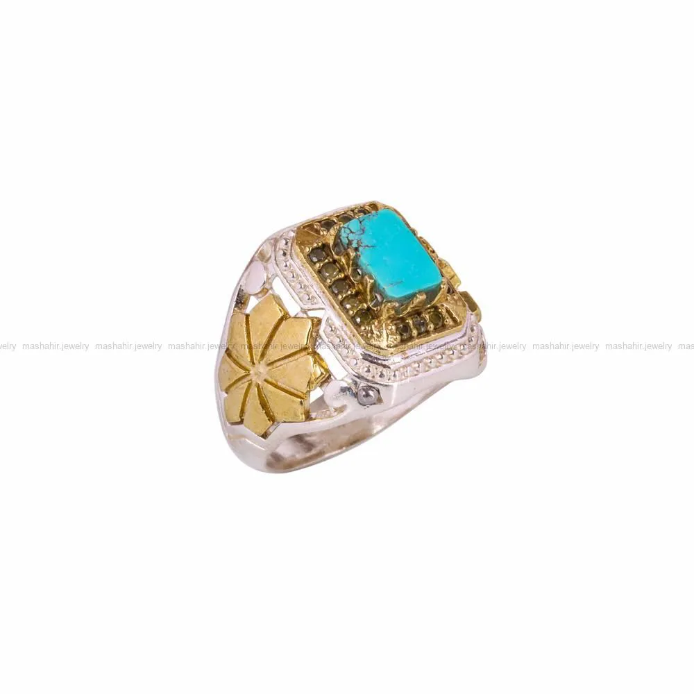 انگشتر فیروزه شجری مردانه کد 4572