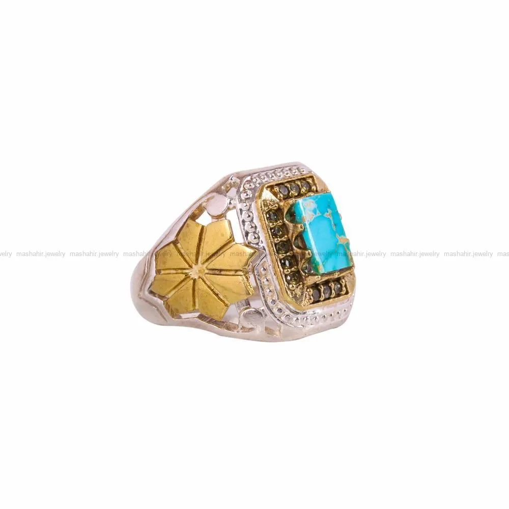 انگشتر فیروزه شجری مردانه کد 4574