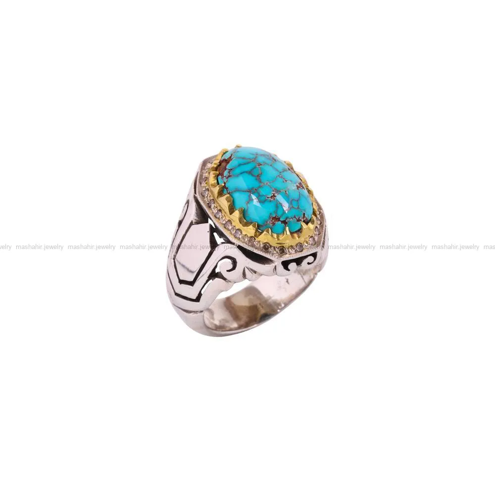 انگشتر فيروزه شجری مردانه کد 4443