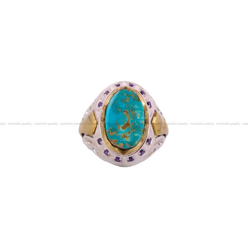 انگشتر فیروزه شجری مردانه کد 4465
