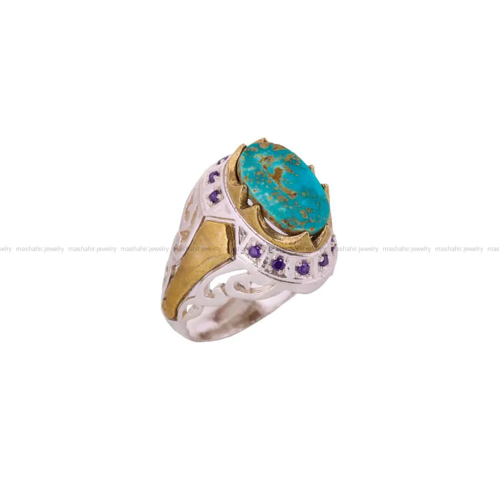 انگشتر فیروزه شجری مردانه کد 4465