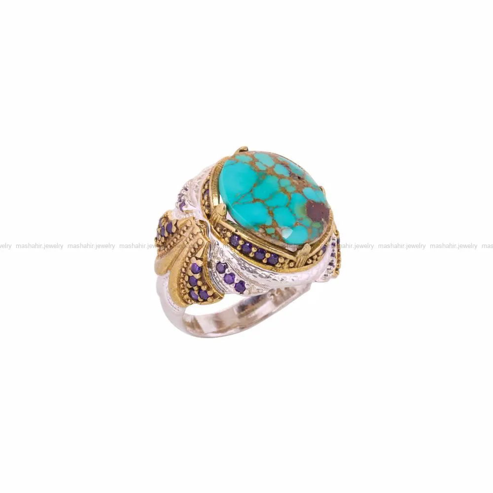 انگشتر فیروزه شجری مردانه کد 4472