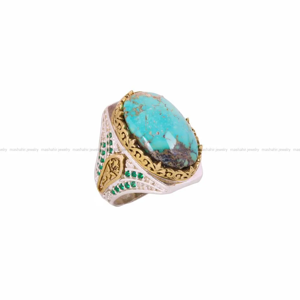 انگشتر فیروزه شجری مردانه کد 4494