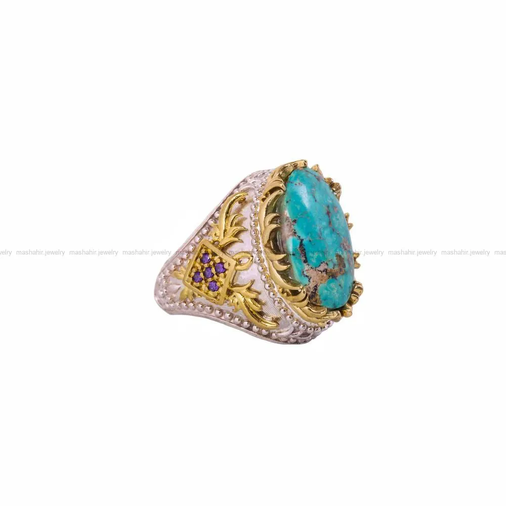 انگشتر فیروزه شجری مردانه کد 4495