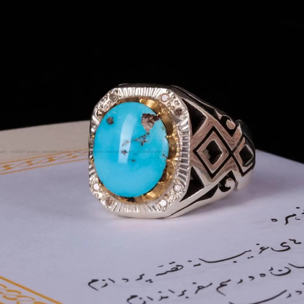 انگشتر فیروزه شجری مردانه کد 383