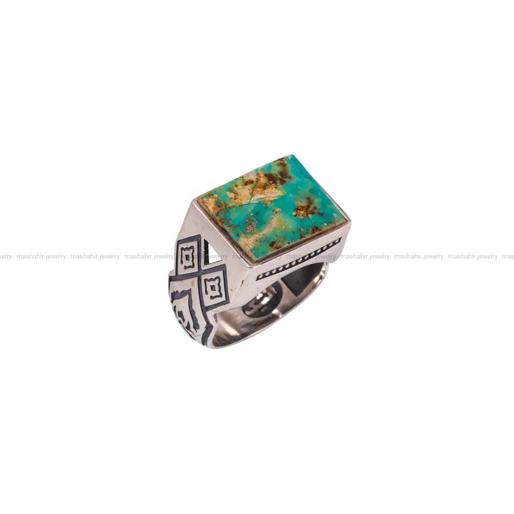 انگشتر فیروزه شجری مردانه کد 4138