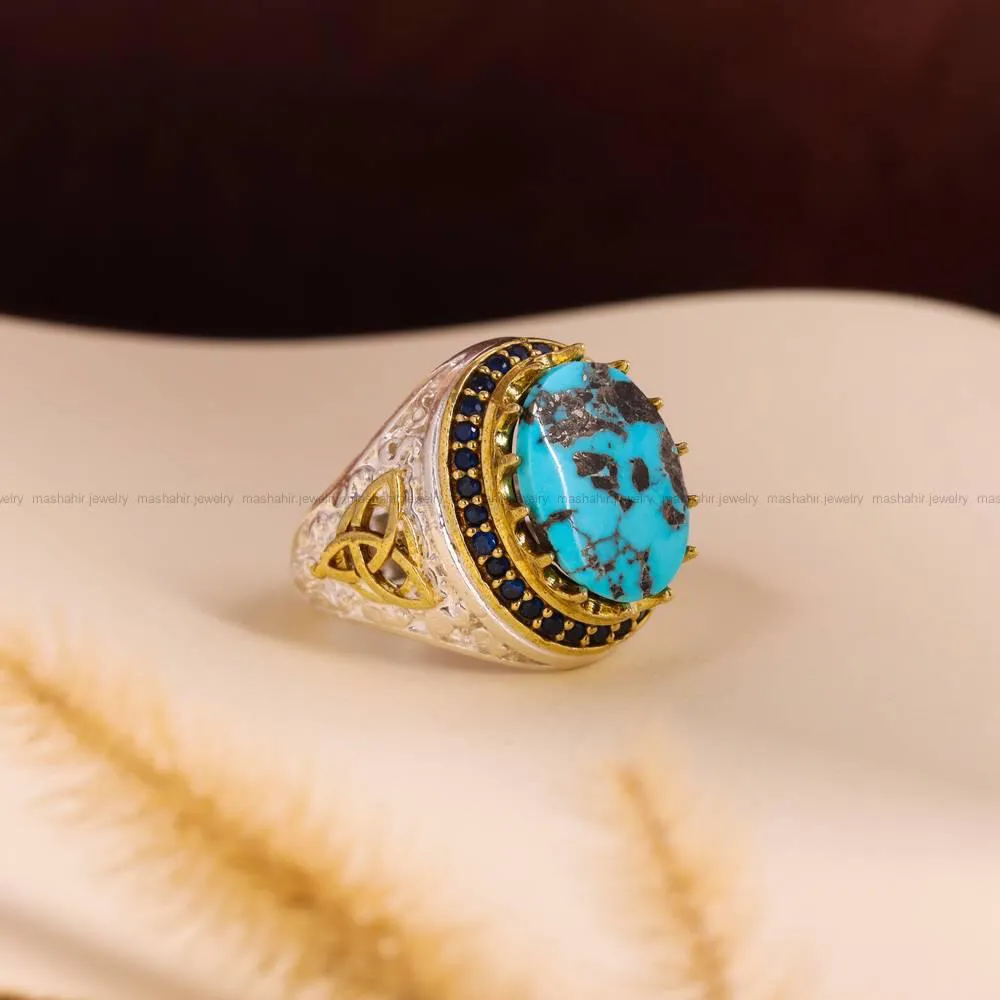 انگشتر فیروزه شجری مردانه کد 4246
