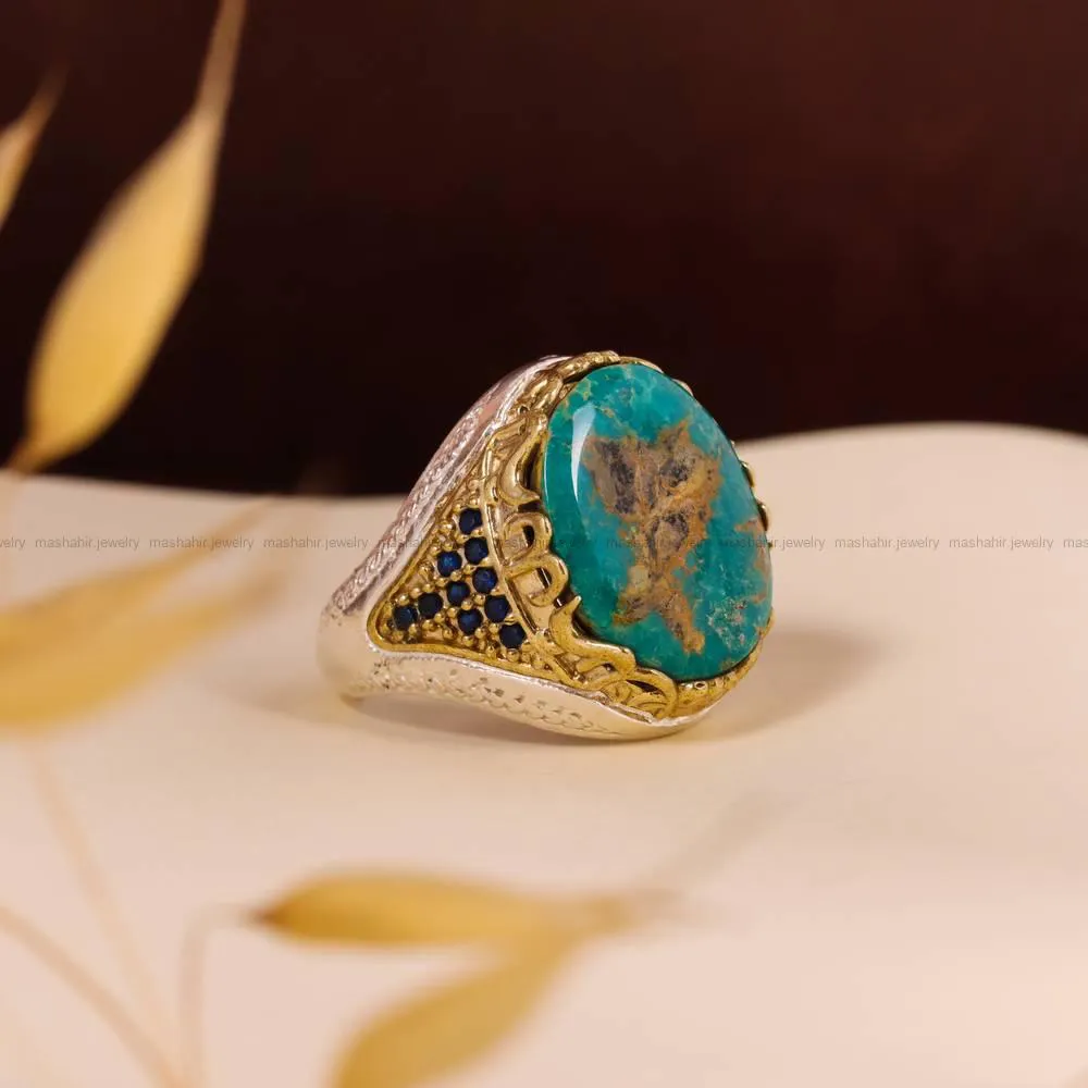 انگشتر فیروزه شجری مردانه کد 4249