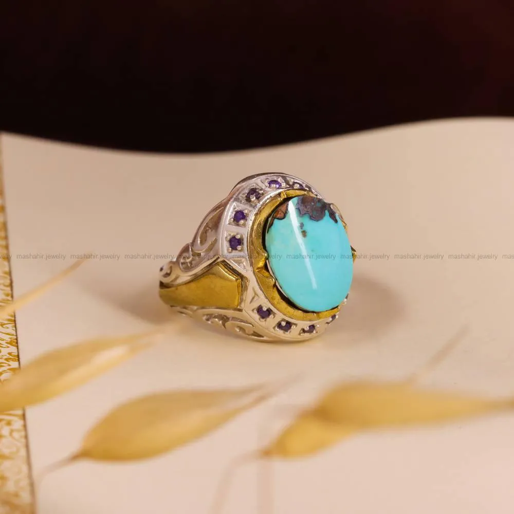انگشتر فیروزه شجری مردانه کد 4252