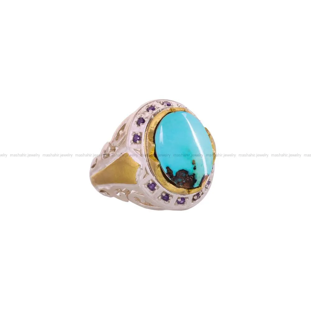 انگشتر فیروزه شجری مردانه کد 4252