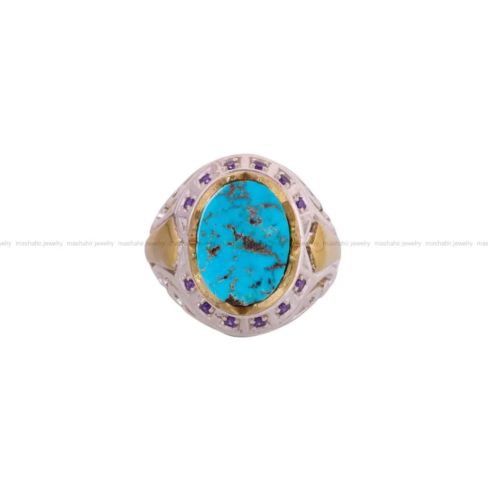 انگشتر فیروزه شجری مردانه کد 4294