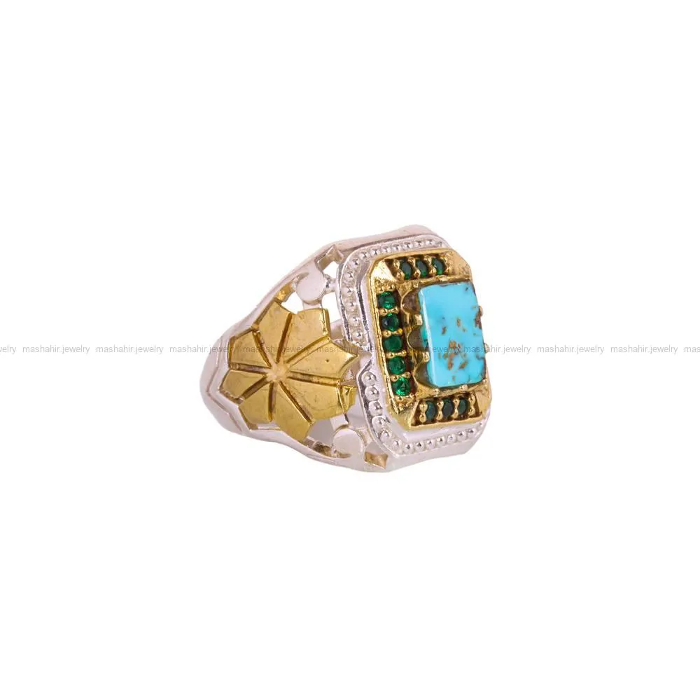 انگشتر فیروزه شجری مردانه کد 4310