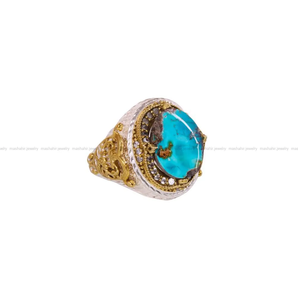 انگشتر فیروزه شجری مردانه کد 4317