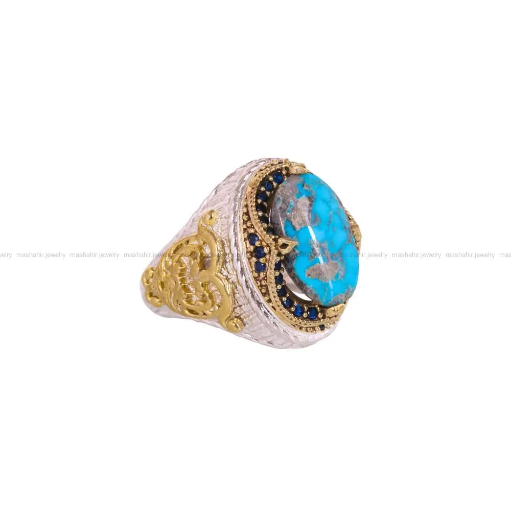 انگشتر فیروزه شجری مردانه کد 4324