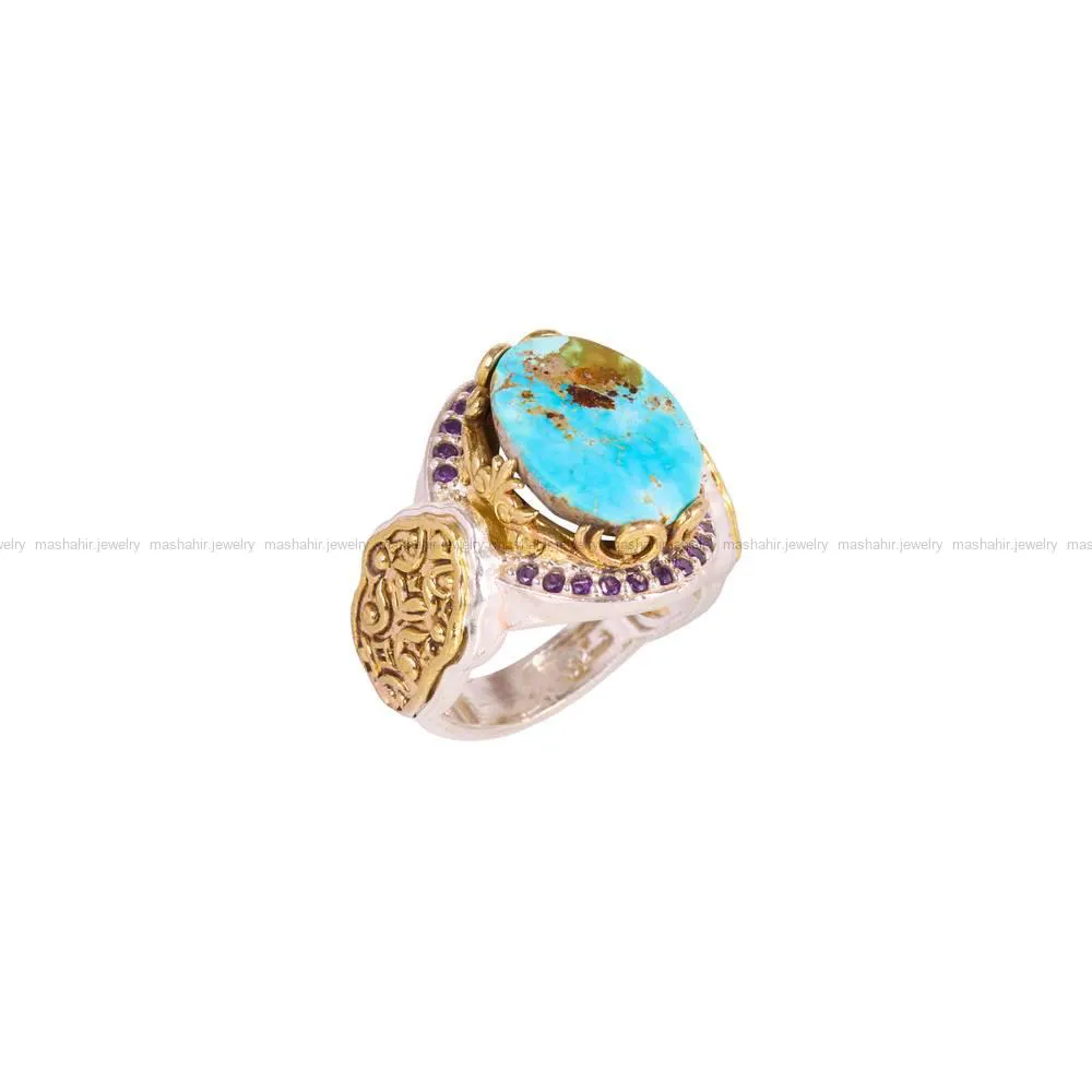 انگشتر فیروزه شجری مردانه کد 4200