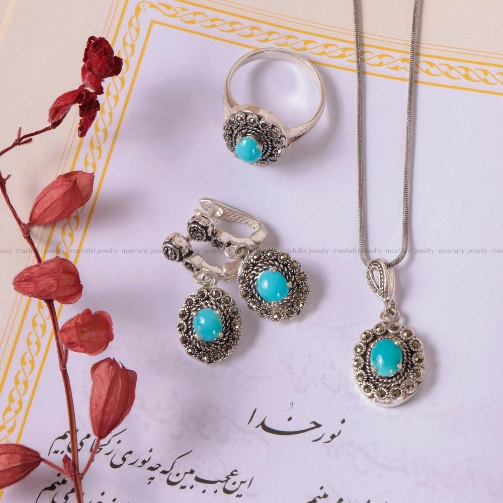 نیم ست فیروزه زنانه کد 2142