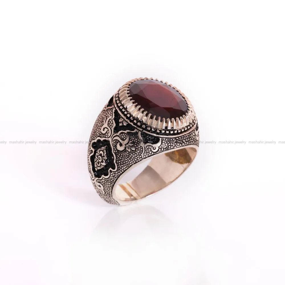 انگشتر گارنت مردانه کد 826
