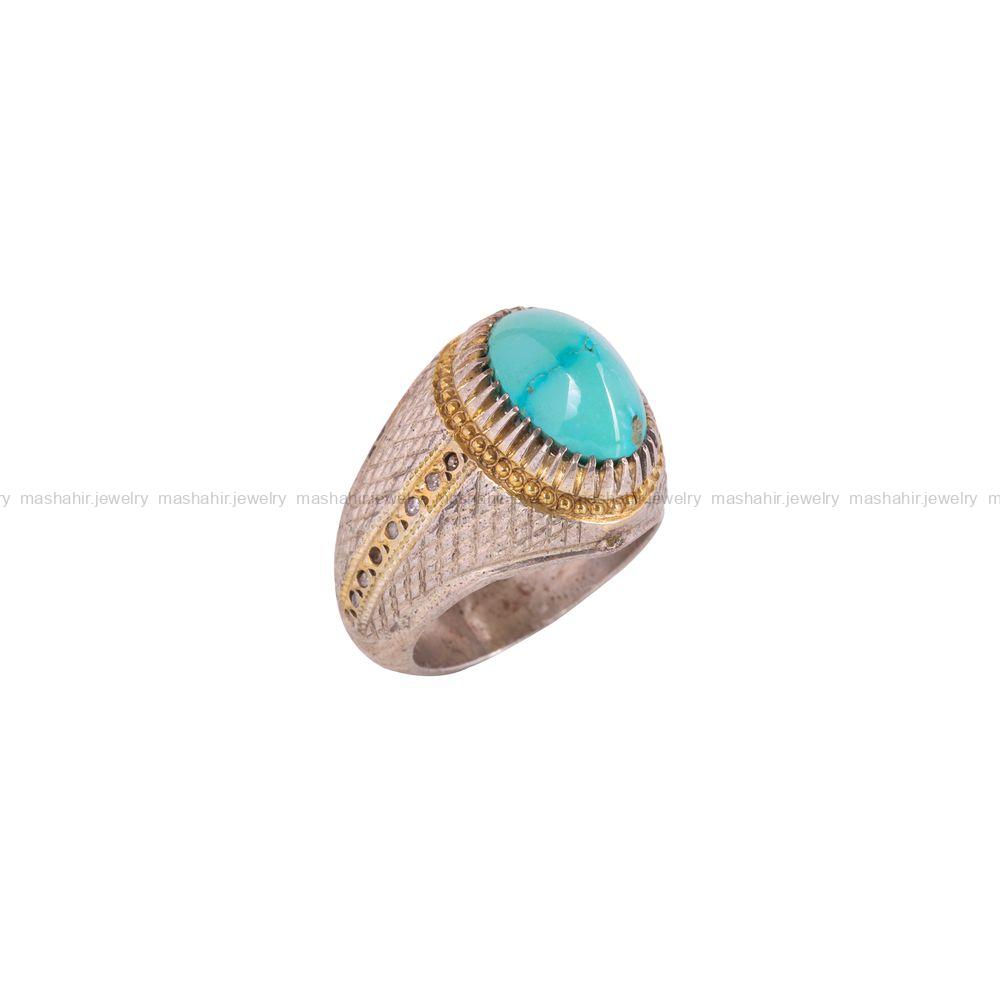 انگشتر فیروزه شجری مردانه کد 4057