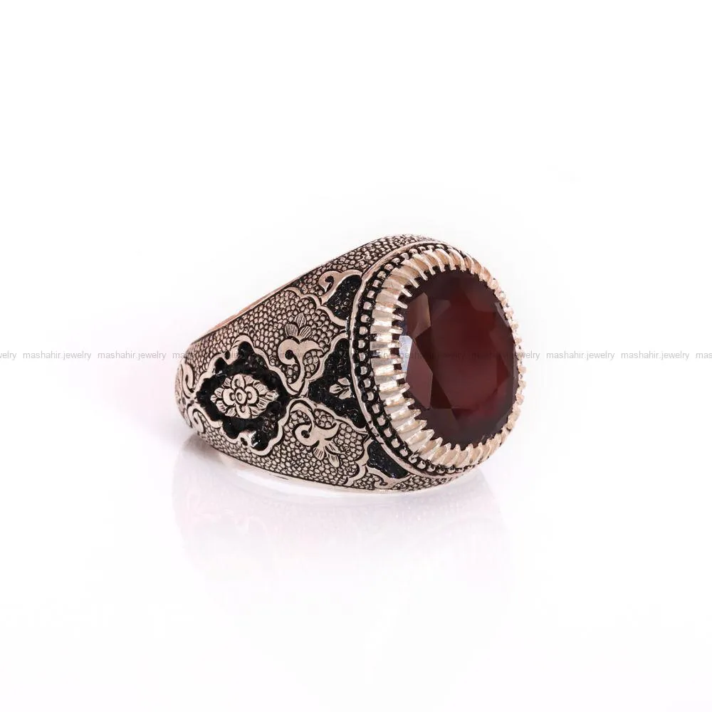 انگشتر گارنت مردانه کد 826