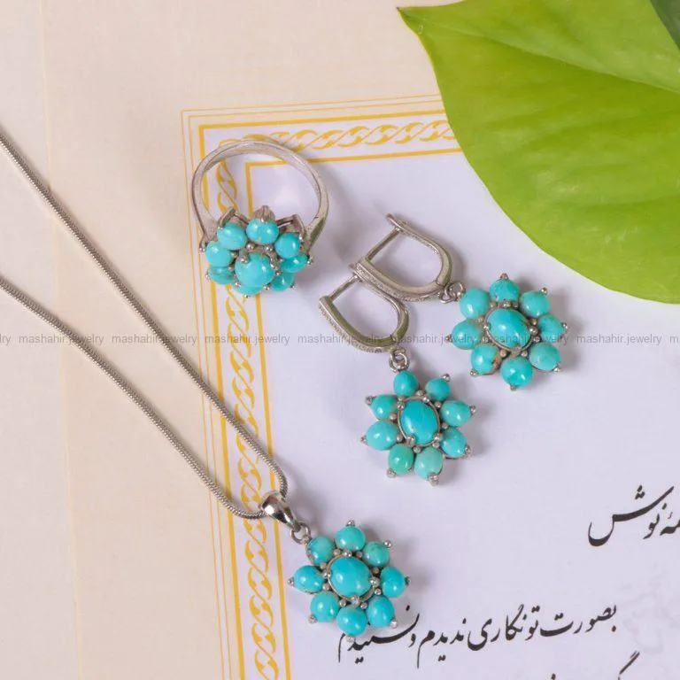 نیم ست فیروزه زنانه کد 2129