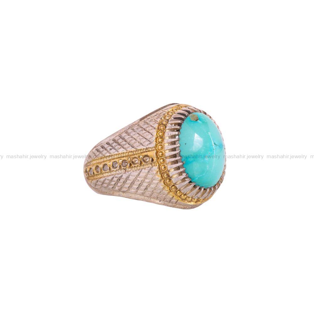 انگشتر فیروزه شجری مردانه کد 4057