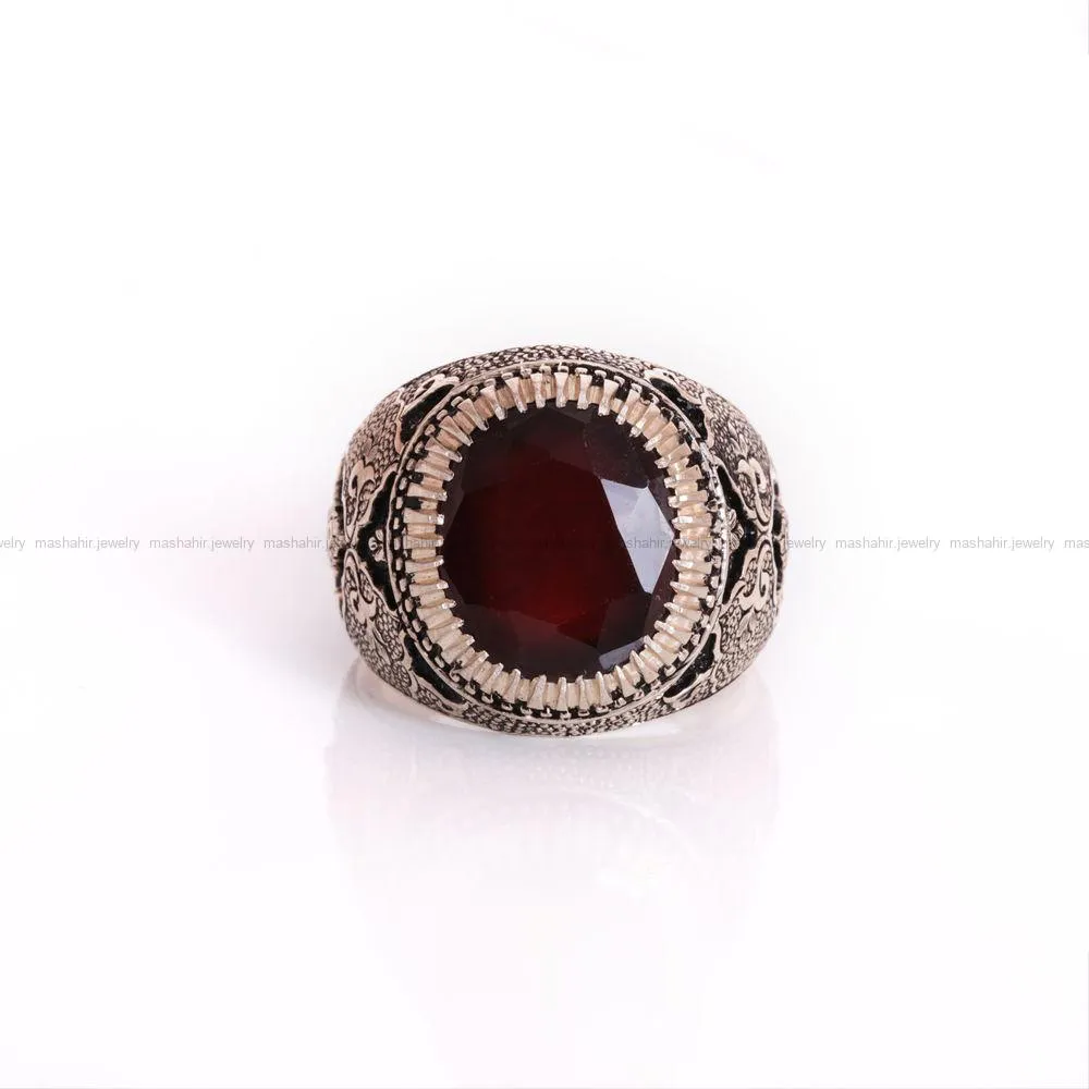 انگشتر گارنت مردانه کد 826