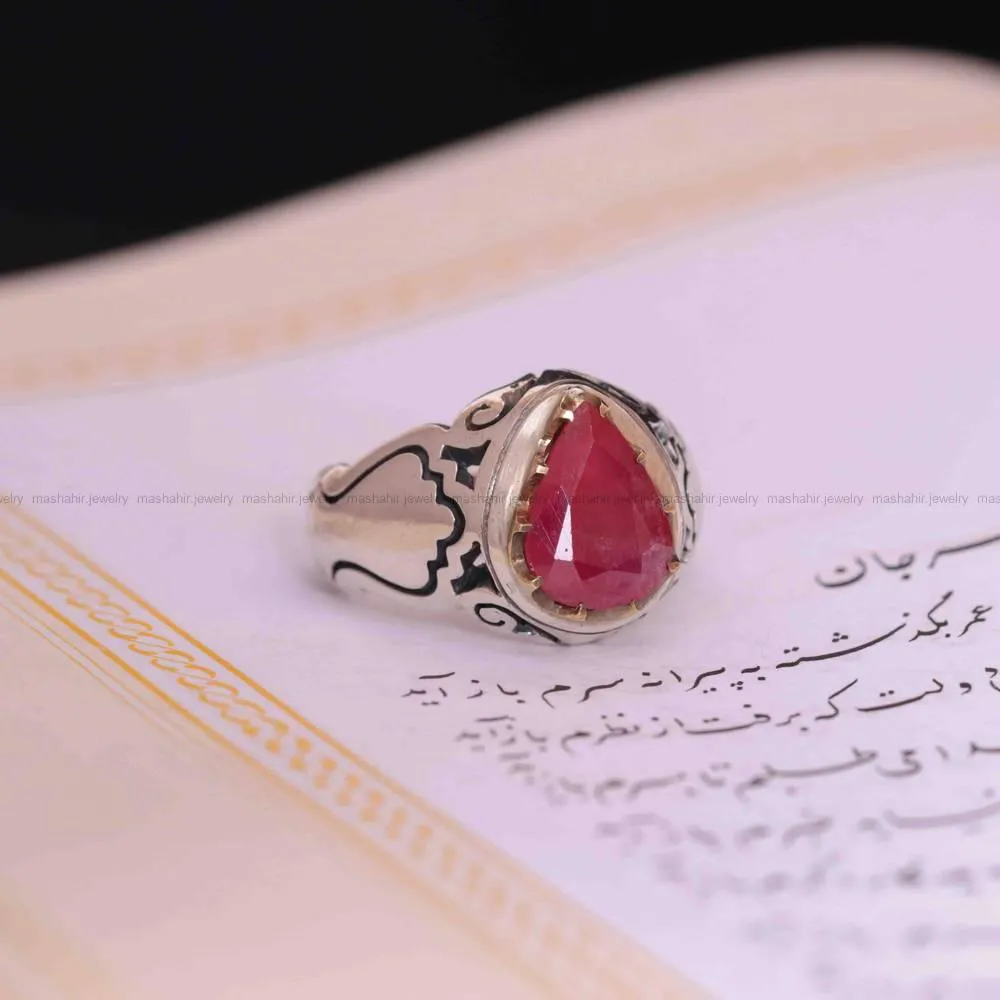 انگشتر یاقوت سرخ مردانه کد 1311