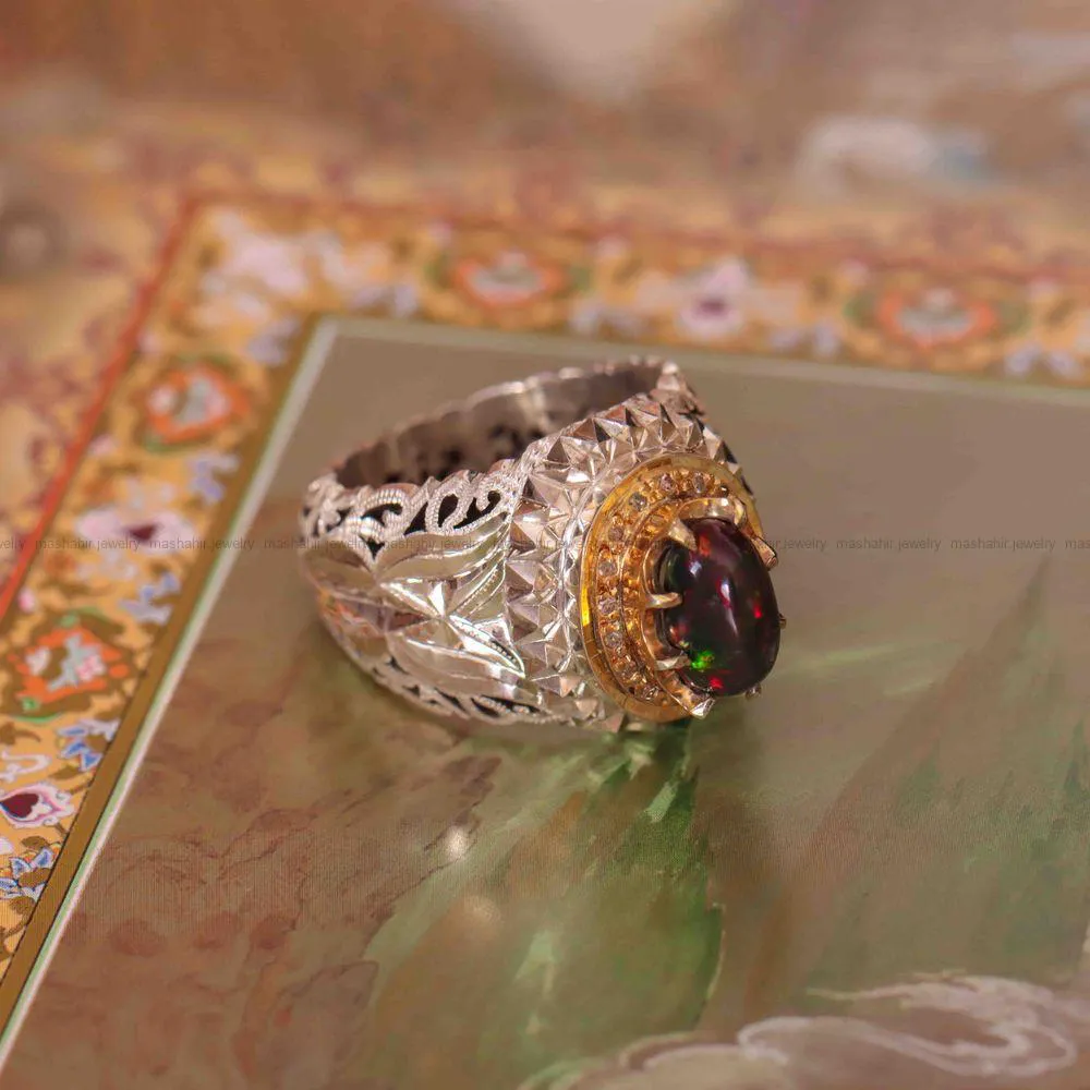 انگشتر اوپال مردانه کد 1391