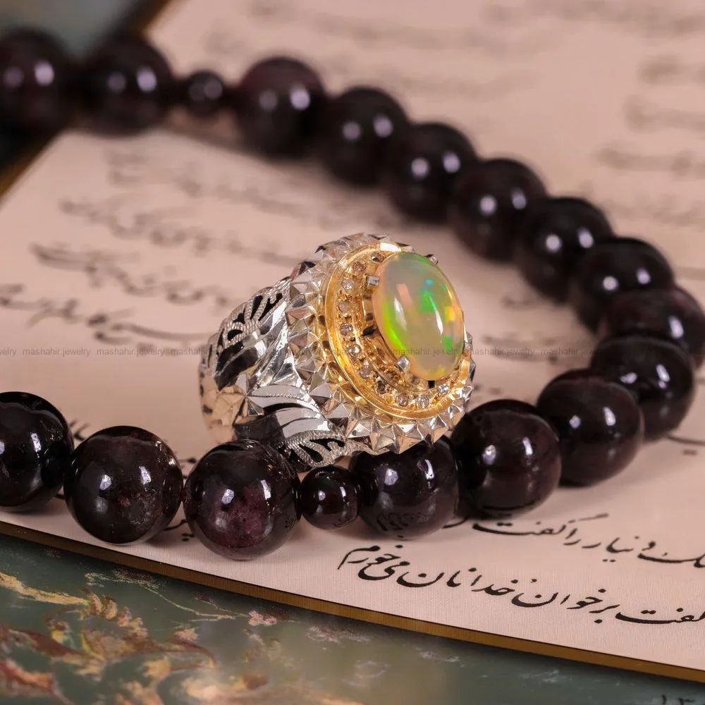 انگشتر اوپال مردانه کد 1485