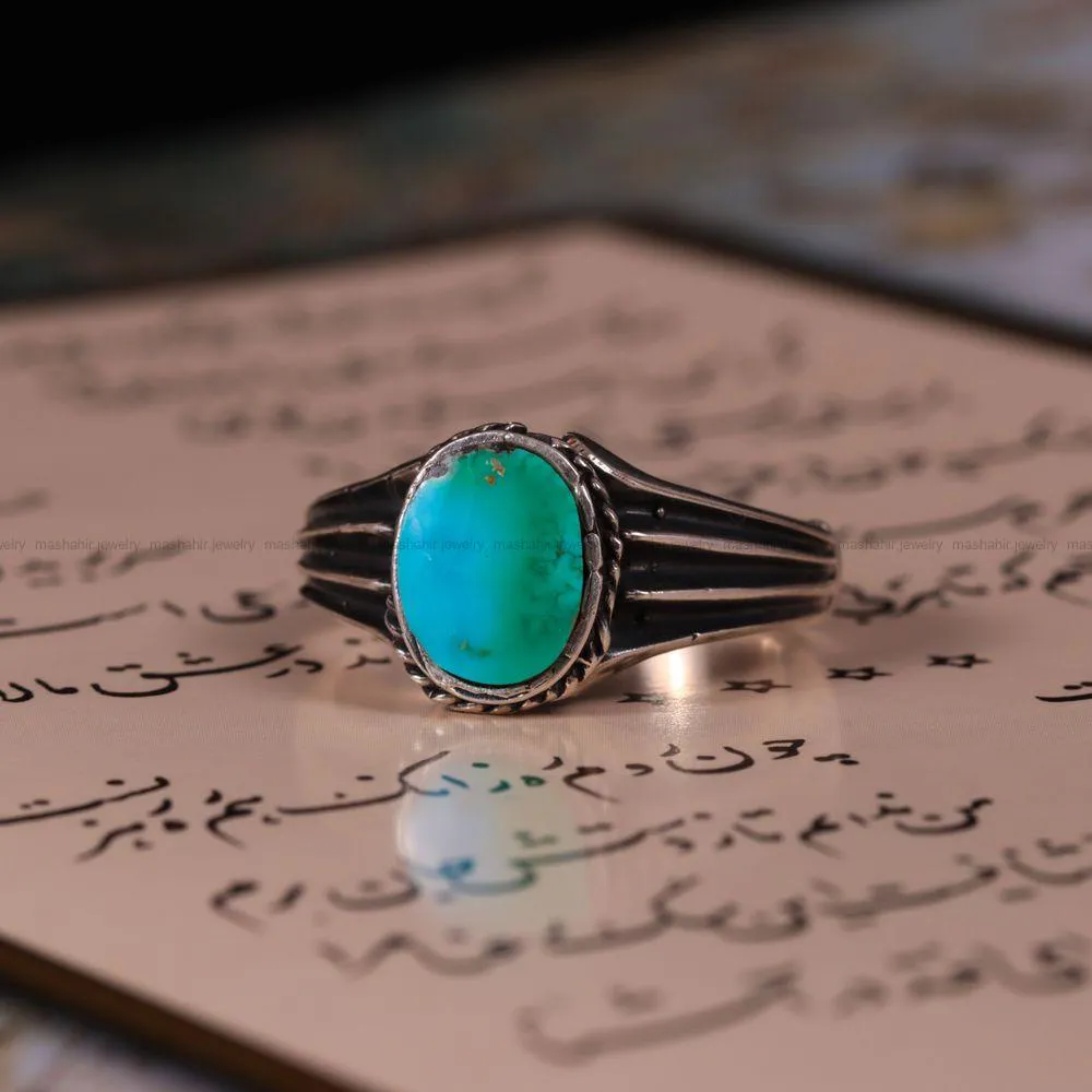 انگشتر فیروزه شجری مردانه کد 2690