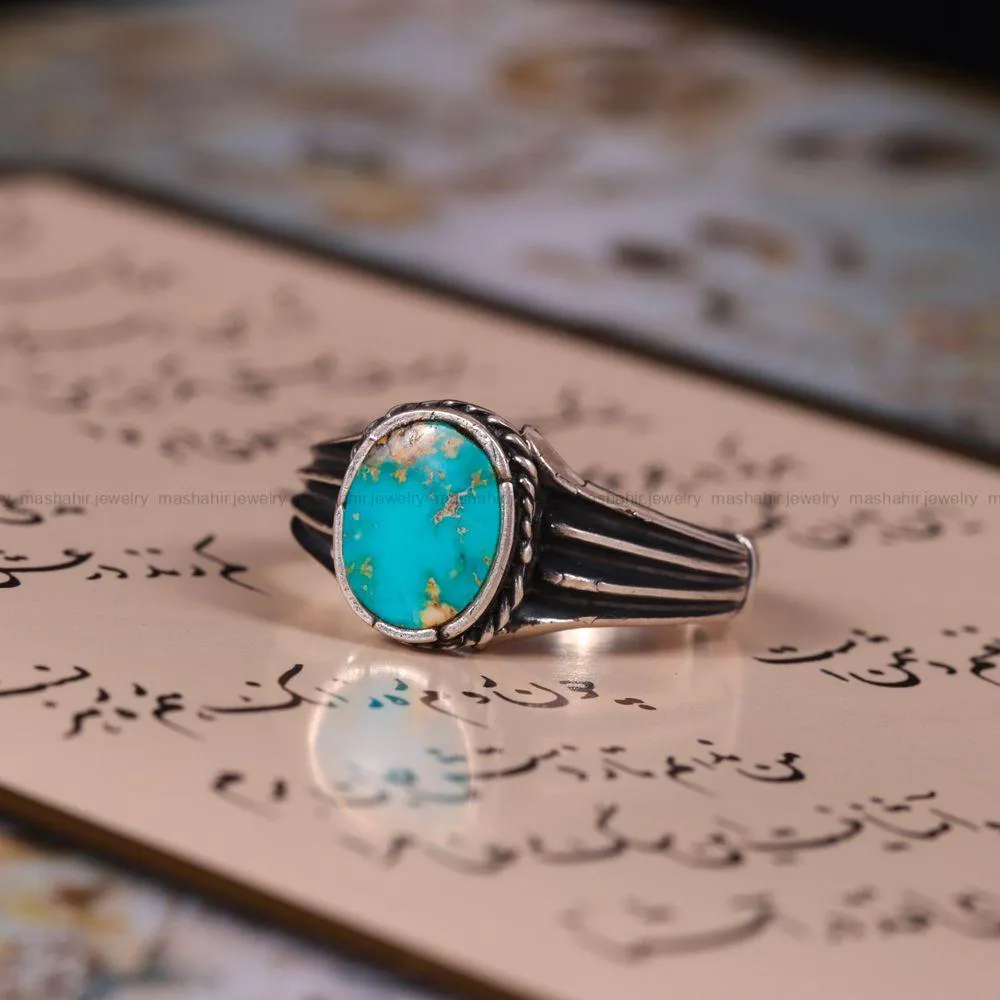 انگشتر فیروزه شجری مردانه کد 2698