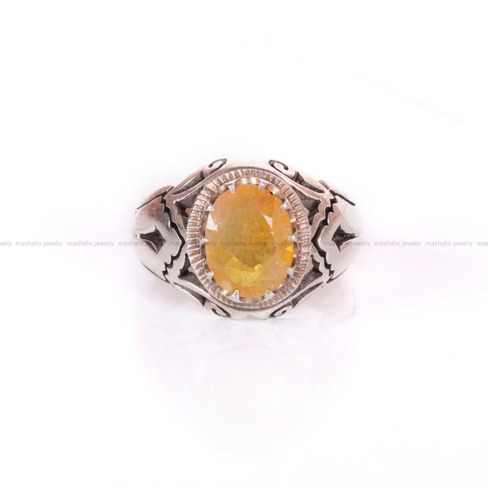 انگشتر یاقوت زرد مردانه کد 819