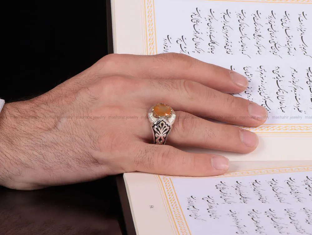 انگشتر یاقوت زرد مردانه کد 860