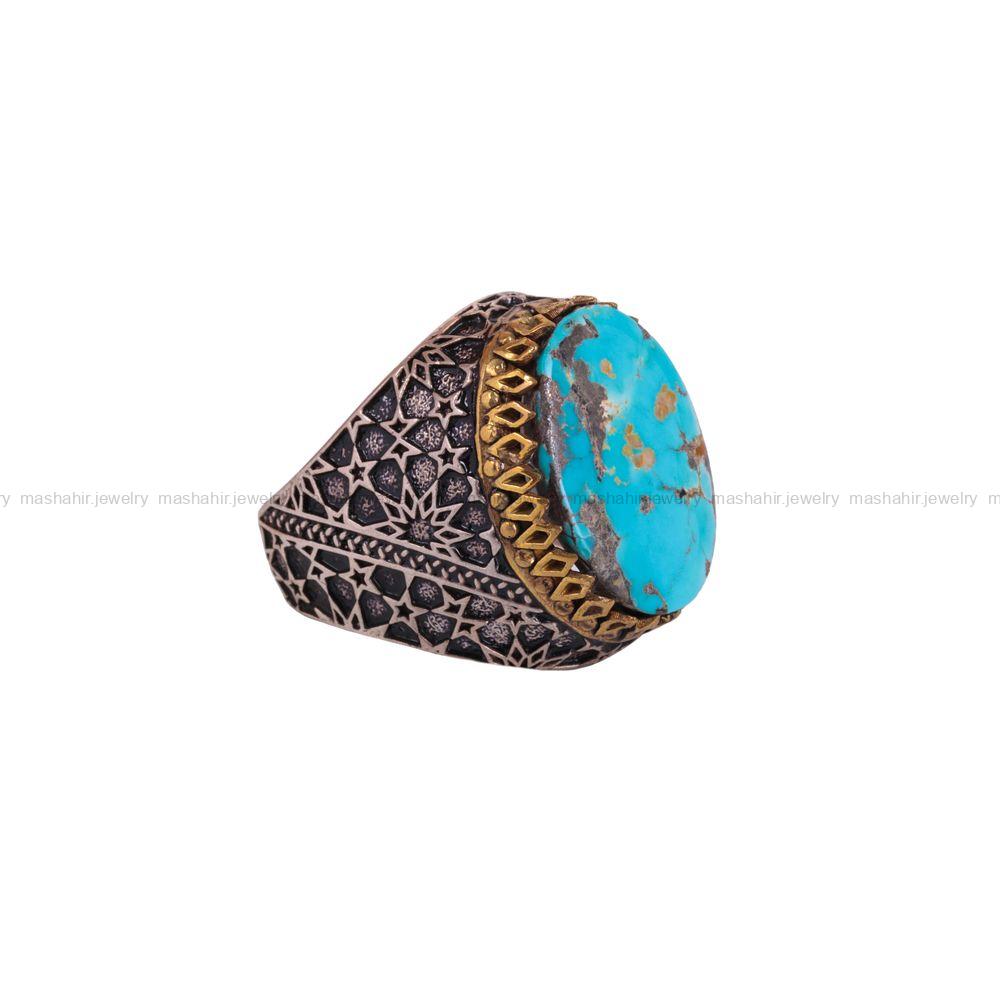 انگشتر فیروزه شجری مردانه کد 2950