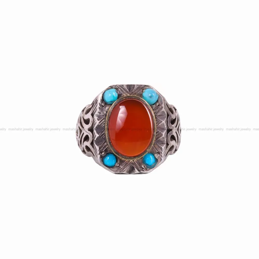 انگشتر عقیق مردانه کد 4582