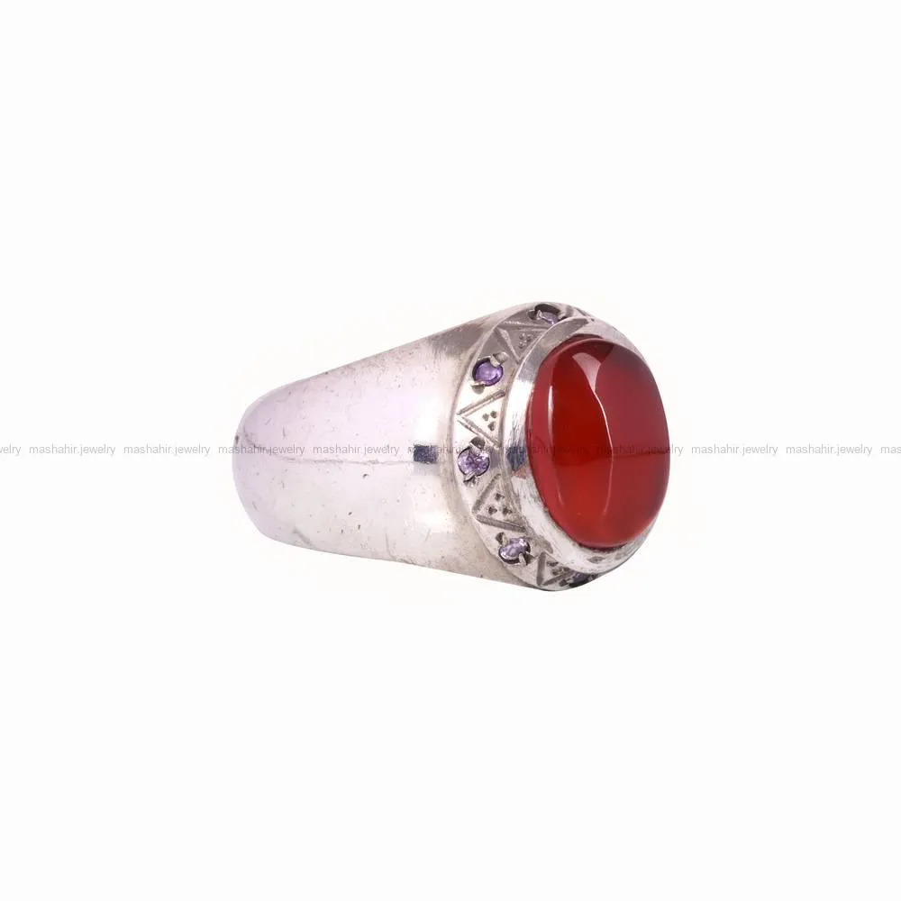 انگشتر عقیق مردانه کد 4584