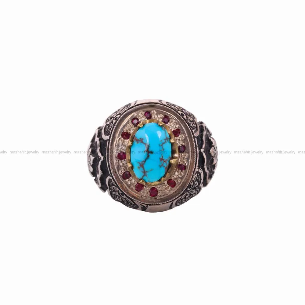 انگشتر فیروزه شجری مردانه کد 4681