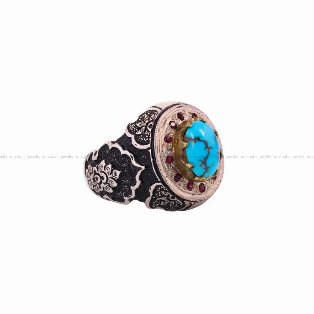 انگشتر فیروزه شجری مردانه کد 4681