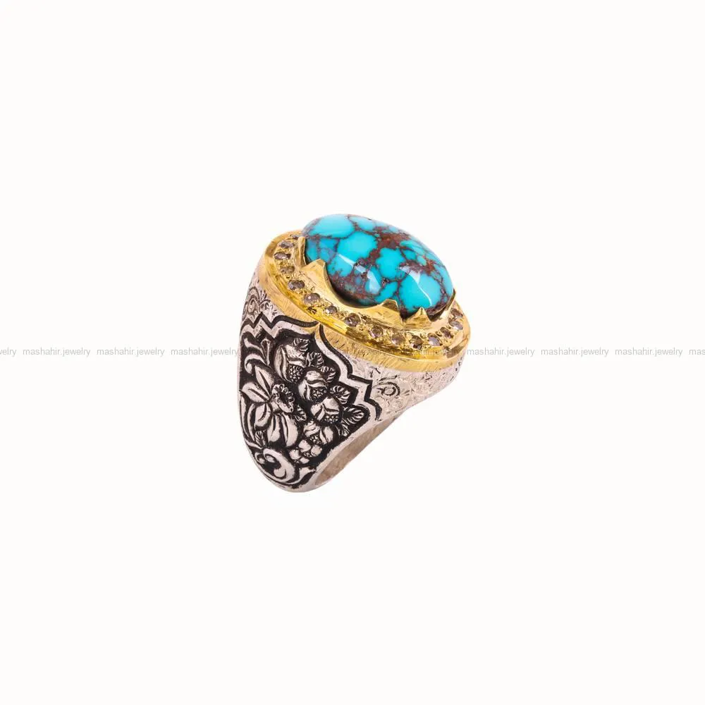 انگشتر فیروزه شجری مردانه کد 4692