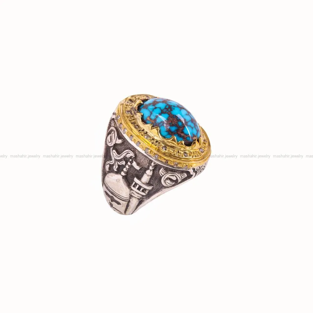 انگشتر فیروزه شجری مردانه کد 4693