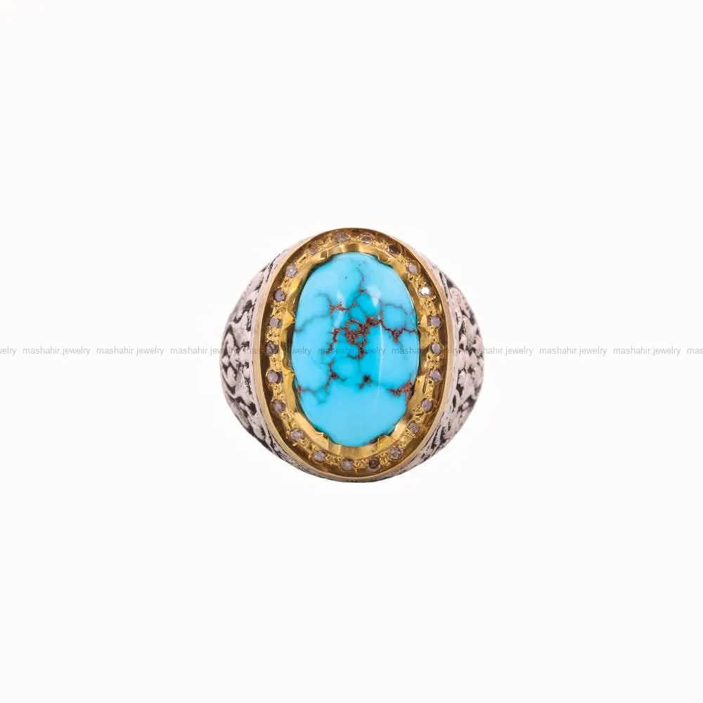 انگشتر فیروزه شجری مردانه کد 4694
