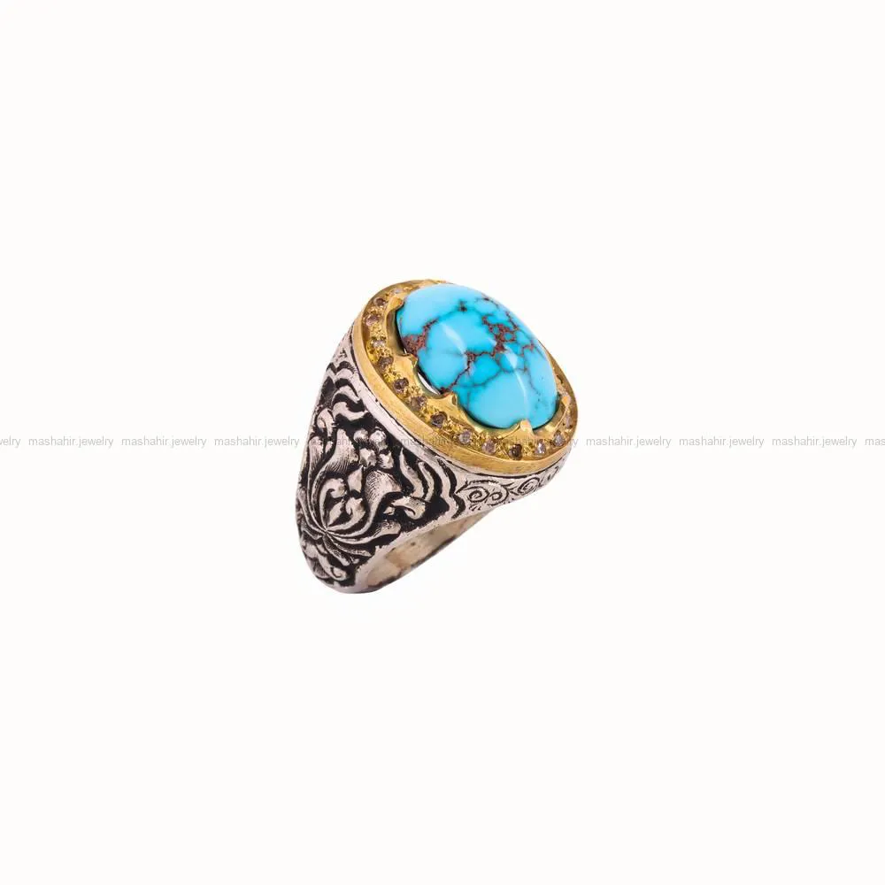انگشتر فیروزه شجری مردانه کد 4694
