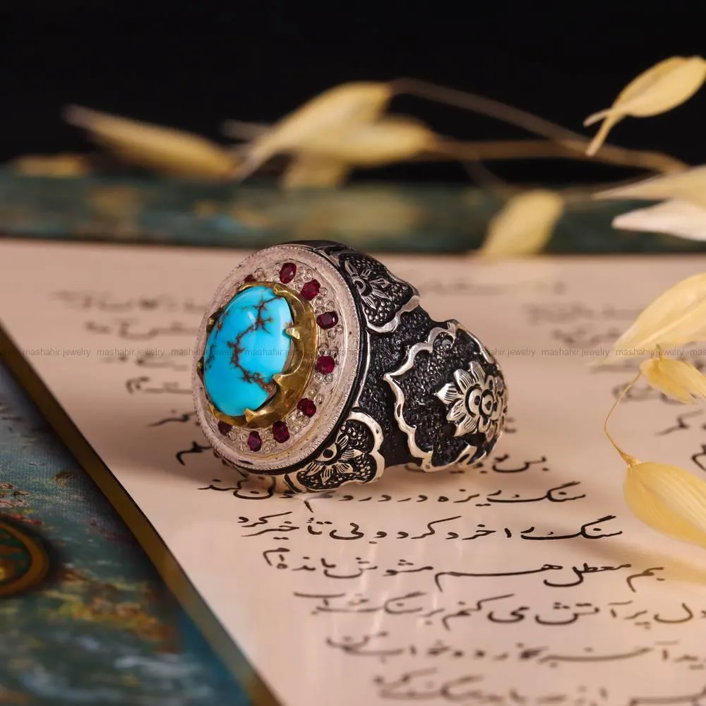 انگشتر فیروزه شجری مردانه کد 4681