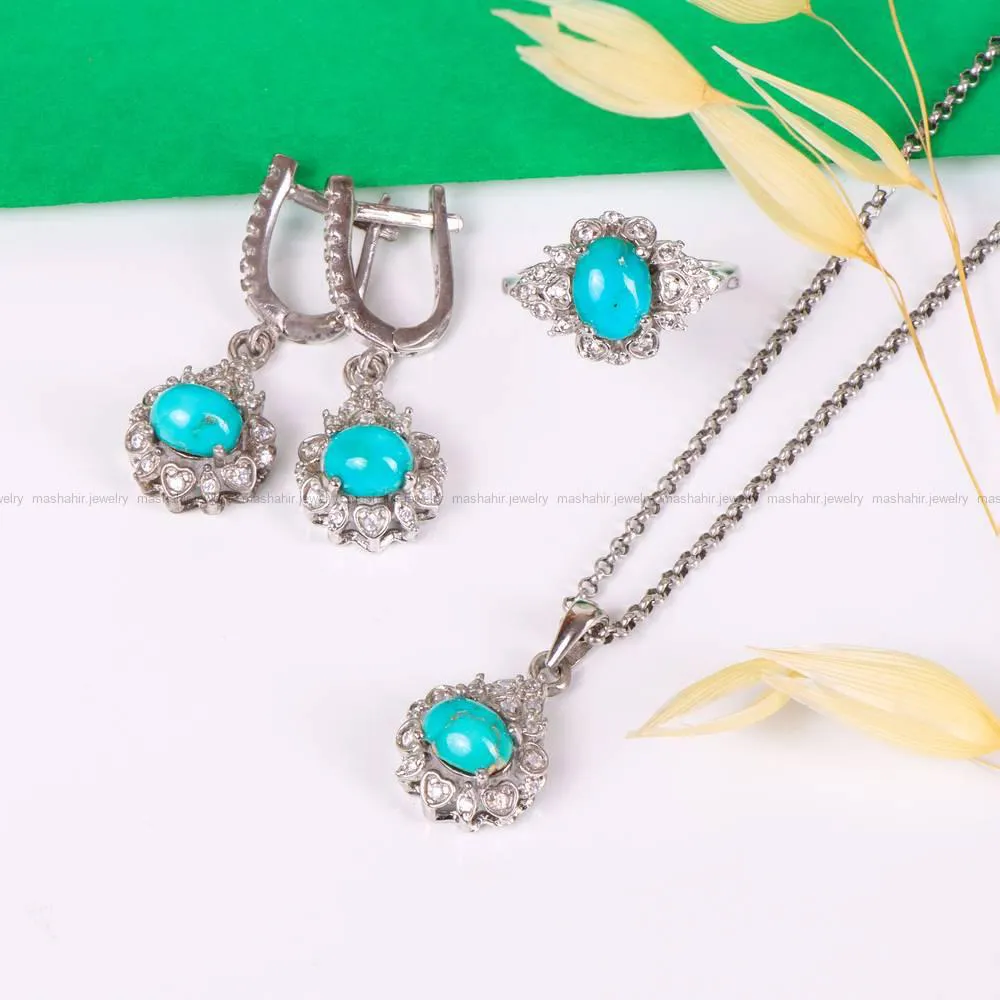 نیم ست فیروزه زنانه کد 4835